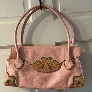 Blush Pink Embossed Accent Shoulder Bag